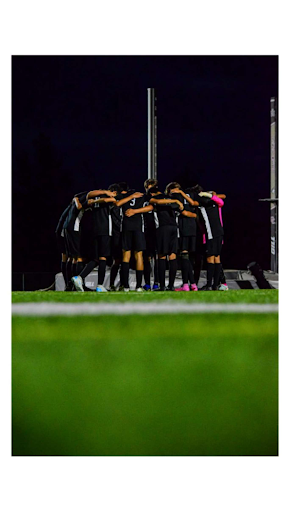 Castaic boys junior varsity soccer team at Crespi High school post game huddle.